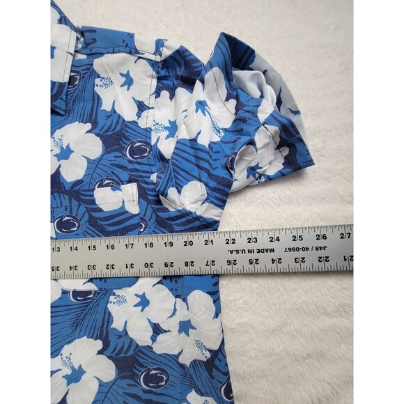 Shinesty Mens Woven Hawaiian Shirt Large Blue Tropical Floral Button-Up New $65 - Picture 7 of 8